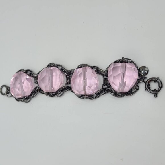 J Crew Oversize Pink/Purple Glass Chunky Bracelet